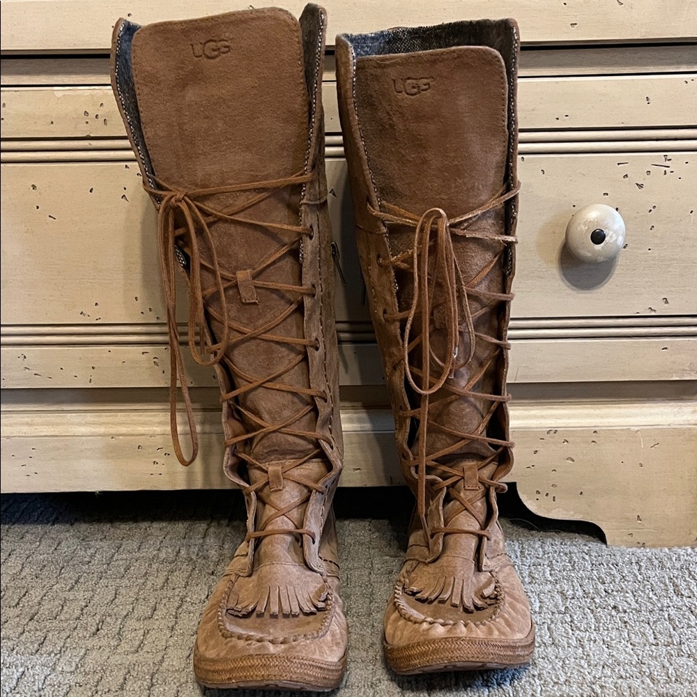 UGG Women's Tan Lace Up Boots